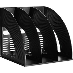 SAYEEC Desk Organizer File Magazine Storage Holder with 3 Vertical Compartments Rack for Office Organization Home Workspace,Black
