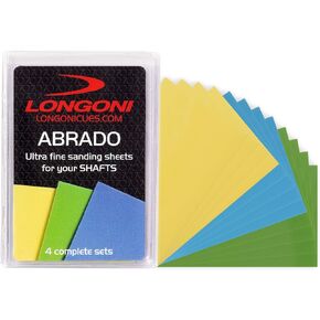 Longoni Abrado Ultra Fine Sanding Sheets for Smoothing Burnishing Billiard Pool Cue Shafts 3 Sanding Grades 4 Complete Sets