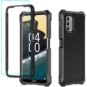 for Nokia C300 Case/Nokia G100 Case with Screen Protector,Nokia C300 Phone Case N155DL Front Back Full Body Protection,Nokia G100 N150DL Phone Case Frosted PC Back Soft TPU Shockproof Cover Purple