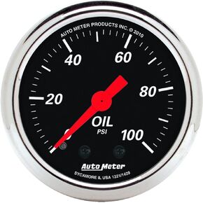 Auto Meter 1429 Designer Black Mechanical Oil Pressure Gauge,2.3125 in.