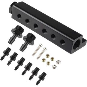 Vacuum Block Intake 6 Port Boost Intake Manifold Turbo Boost Block 1/8NPT Universal