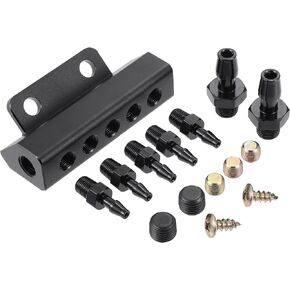 X AUTOHAUX Universal Vacuum Manifold Kit 1/8" Ports 1/2" Interfaces Block Intake Manifold for Car Fuel Gas Wastegate Turbo Boost