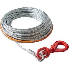 VEVOR Galvanized Steel Winch Cable, 3/8 Inch x 50 Feet 15,200 lbs Breaking Strength, Wire Winch Rope with Swivel Hook, Towing Cable Heavy Duty, Universal Fit for SUV, Large Off-Road Vehicle, Truck