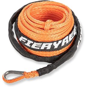 FieryRed 3/16" Winch Rope Cable,50 FT 8500 LBS ATV/UTV Synthetic Winch Rope, Winch Line Replacement with Protective Sleeve Suits for 3000 to 6000LBS Winch, Orange/Black/Grey Available
