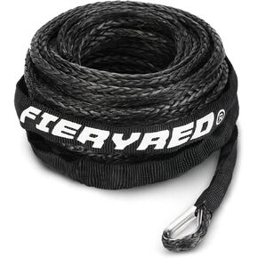 FieryRed 3/16" Winch Rope Cable,50 FT 8500 LBS ATV/UTV Synthetic Winch Rope, Winch Line Replacement with Protective Sleeve Suits for 3000 to 6000LBS Winch, Orange/Black/Grey Available