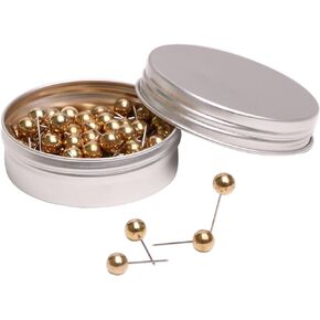100PCS 1/4 Inch Small Round Head Map Tacks Pins for Home Office Bulletin Cork Board Use and DIY Craft Project (Gold)