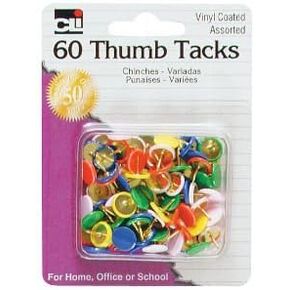 Charles Leonard Thumb Tacks, On Safety Cards, Painted White, 40-Pack (83535)