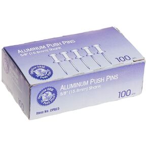 ADVANTUS Aluminum Head Push Pins, Steel 5/8-Inch Point, Silver, 100 per Box (CPAL5)