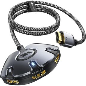 محول HDMI مع كابل نايلون بطول 3.3 قدم، محول HDMI WARRKY 4K مخرج 3 في 1 【مطلي بالذهب، ترقية توصيل الصور】 محور HDMI، مقسم متعدد المنافذ لـ 1080P، ثلاثي الأبعاد، متوافق مع Fire Stick، Xbox، PS5/4، Roku in Kuwait