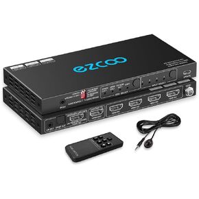 4K@120Hz HDMI 2.1 Switch 4 in 1 Out with Audio Extractor VRR ALLM HDCP2.3 ARC eARC HDR CEC SPDlF Optical and 3.5mm Audio Out D-o-l-b-y Digital EDID for PS5 Xbox NVIDIA AMD