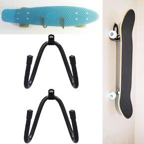 Pmsanzay Skateboard Wall Mount Wall Hanger Rack Storage Display Holder - for Storage Your Skateboard or Longboard and Helmet - Easy to Install - Hold up to 20 KG. (40LBS) - 2/PK