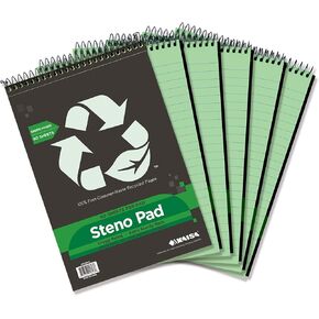 دفتر KAISA Steno Pad، ورق جريج مُعاد تدويره مقاس 6 × 9 بوصة، دفتر ملاحظات ورقي أخضر، 80 ورقة، 6 قطع مفكرة، KSU-06436 in Kuwait