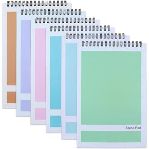 Aacehlh Steno Pad، 6 عبوات من دفاتر الملاحظات الحلزونية العلوية، 6 بوصة × 9 بوصة، 80 ورقة، دفتر Gregg Rule Steno لكتابة الملاحظات في المدرسة والجامعة والكلية والمكتب والمنزل