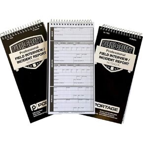 Public Safety Notebook – Spiral Notebook, Notepad, Writing Pad with Template for Interviews, Accidents & Incident Reports, Field Book for Police – 4 x 8 Inches, 70 Sheets / 140 Pages (Pack of 3)