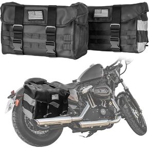 Waterproof Motorcycle Saddlebags - 50L Motorcycle Luggage Bags for Motorbike Travel - Large Capacity Motor Pannier Bags - Detachable Bag for Honda, Suzuki, Yamaha (Black, 2 Pack)