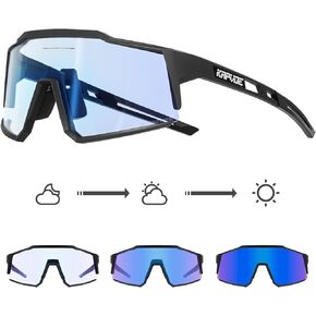 KAPVOE Photochromic Cycling Glasses MTB Clear Mountain Bike Transition Bicycle Sunglasses for Men Women
