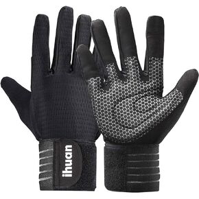 ihuan Workout Gloves for Men Full-Finger: Weight Lifting Gloves for Men, Gym Lifting Gloves Full Hand Gloves for Weightlifting, Deadlift