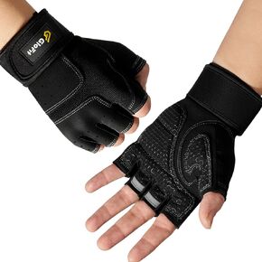 Workout Gloves with Wrist Wrap Support for Women & Men, Weight Lifting Gloves Fingerless Gym Gloves for Cycling, Training, Push-up