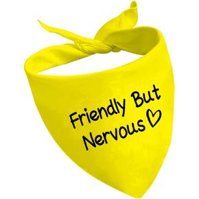 1 Piece Friendly But Nervous Dog Bandana Nervous Anxious Dog Bandana Nervous Dog Gear (Friendly But Nervous D)