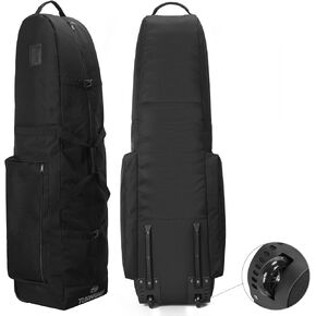 Foldable Padded Golf Travel Bag, Heavy Duty 900D Polyester Golf Club Bag Waterproof Golf Carry Bag Cart Bag with Wheels, Soft-Sided Spacial Size for Golf Gear Transportation