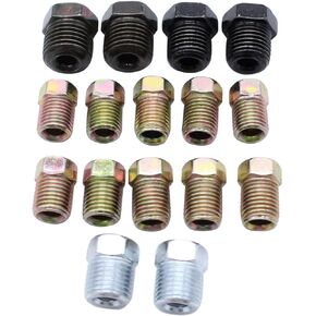 Brake Line Fittings Set For 3/16 Tube Nuts Inverted Flares Tube Nuts Kit 45 Flare 10 x 3/8"-24,2 x 9/16"-18,2 x 1/2"-20,2 x 7/16"-24