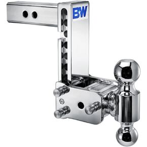 B&W Trailer Hitches Chrome Tow & Stow Adjustable Trailer Hitch Ball Mount - Fits 2" Receiver, Dual Ball (2" x 2-5/16"), 7" Drop, 10,000 GTW - TS10040C
