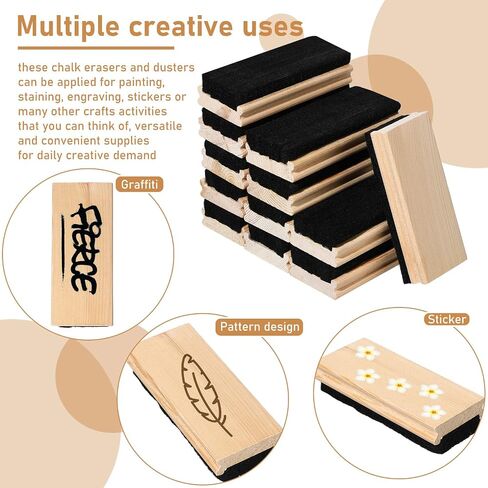 Felt Campus Style Erasers, Cleaner Dusters Felt Chalkboard Eraser for Kids Wood Chalk Eraser for Chalkboard Cleaners Dusters for Markers White Black Boards Paint School Students Teachers (36 Pieces) in Saudi Arabia