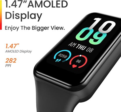 Amazfit Band 7 Fitness & Health Tracker for Women Men, 18-Day Battery Life, ALEXA Built-in, 1.47"AMOLED Display, Heart Rate & SpO₂ Monitoring, 120 Sports Modes, 5 ATM Water Resistant, Black (Renewed) in Saudi Arabia