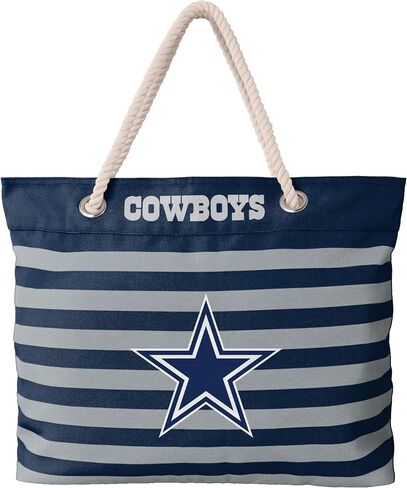 FOCO NFL Team Logo Nautical Stripe Tote Beach Bag in Kuwait