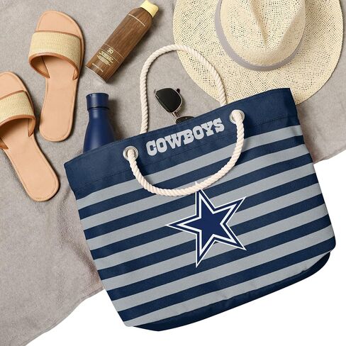 FOCO NFL Team Logo Nautical Stripe Tote Beach Bag in Kuwait