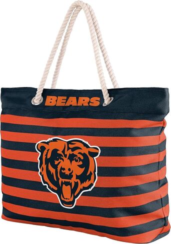 FOCO NFL Team Logo Nautical Stripe Tote Beach Bag in Kuwait