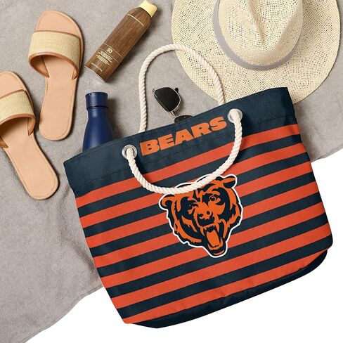 FOCO NFL Team Logo Nautical Stripe Tote Beach Bag in Kuwait