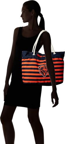 FOCO NFL Team Logo Nautical Stripe Tote Beach Bag in Kuwait