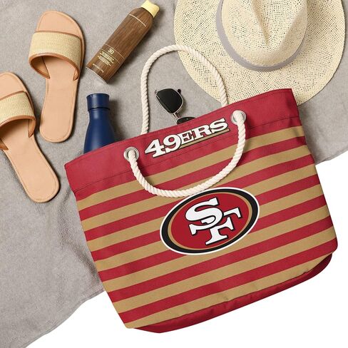 FOCO NFL Team Logo Nautical Stripe Tote Beach Bag in Kuwait