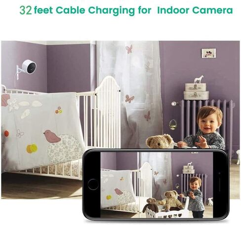 كابل تمديد طاقة بطول 32 قدمًا (10 أمتار)، متوافق مع Wyze Cam/Wyze Cam Pan، كاميرا Yi، NestCam Indoor، كاميرا Blink XT، كاميرا Netvue، كابل شحن USB إلى Micro USB لكاميرات الأمان المنزلية in Kuwait
