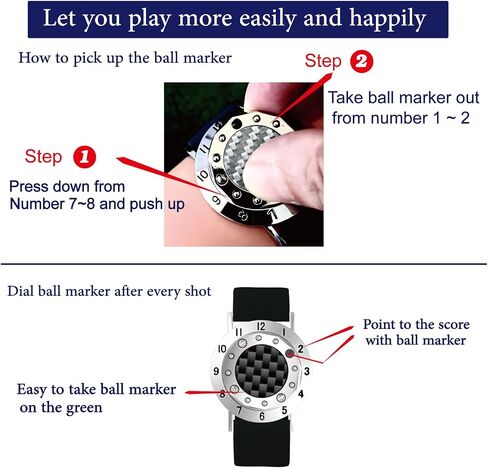 Golf Ball Marker with Carbon Fiber Ball Marker Bracelet, Golf Accessories, Golf Gifts, Golf Counter for Men Women in Saudi Arabia