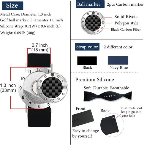 Golf Ball Marker with Carbon Fiber Ball Marker Bracelet, Golf Accessories, Golf Gifts, Golf Counter for Men Women in Saudi Arabia