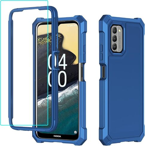 Case for Nokia C300/Nokia G100 with Screen Protector Full Body Protection | Nokia C300 Phone Case Front Silicone Bumper+Hard Plastic Back Shockproof Rugged Corner Military Grade Design Black in Kuwait