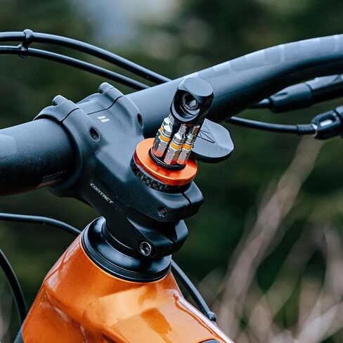 Granite Stash RT Ratchet Bike Multitool with 9 Bits Stored Inside Tapered Fork Steerer - Spring Loaded Tool Holder for Easy Access - Compact Bike Tool Kit for BMX Bike, Mountain Bike (Orange) in Saudi Arabia