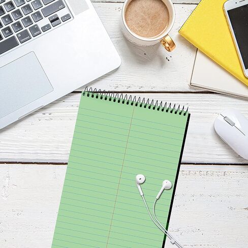 دفتر KAISA Steno Pad، ورق جريج مُعاد تدويره مقاس 6 × 9 بوصة، دفتر ملاحظات ورقي أخضر، 80 ورقة، 6 قطع مفكرة، KSU-06436 in Kuwait