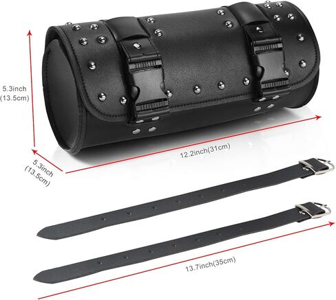 SUHU Motorcycle Handlebar Tool Bag With Lining and Edges Edging, Universal PU Leather Harley Motorcycle Fork Bag Sissy Bar Bag Vintage Bag for Motorcycle Harley Davidson Accessories in Kuwait