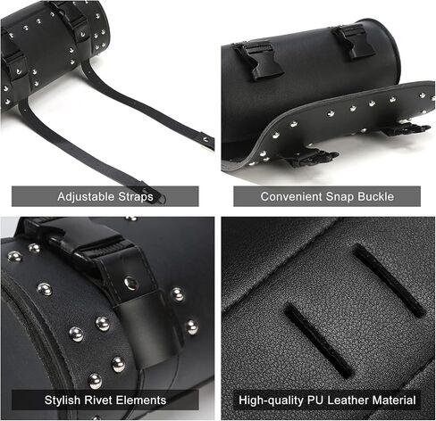 SUHU Motorcycle Handlebar Tool Bag With Lining and Edges Edging, Universal PU Leather Harley Motorcycle Fork Bag Sissy Bar Bag Vintage Bag for Motorcycle Harley Davidson Accessories in Kuwait