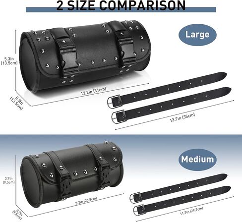 SUHU Motorcycle Handlebar Tool Bag With Lining and Edges Edging, Universal PU Leather Harley Motorcycle Fork Bag Sissy Bar Bag Vintage Bag for Motorcycle Harley Davidson Accessories in Kuwait