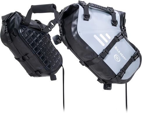 حقائب سرج للدراجات النارية من WILD HEART مقاومة للماء سعة 18 لتر متوافقة مع معظم رفوف الدراجات النارية والمغامرة والشارع والرياضة (زوج) (رمادي) in Kuwait