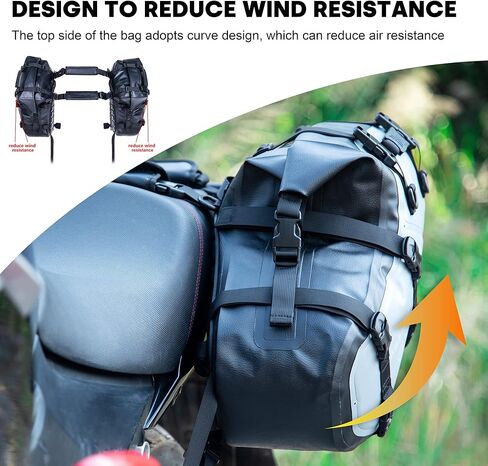 حقائب سرج للدراجات النارية من WILD HEART مقاومة للماء سعة 18 لتر متوافقة مع معظم رفوف الدراجات النارية والمغامرة والشارع والرياضة (زوج) (رمادي) in Kuwait