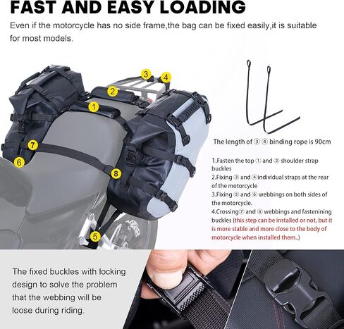 حقائب سرج للدراجات النارية من WILD HEART مقاومة للماء سعة 18 لتر متوافقة مع معظم رفوف الدراجات النارية والمغامرة والشارع والرياضة (زوج) (رمادي) in Kuwait
