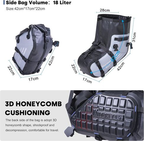 WILD HEART Motorcycle Saddlebags Waterproof 18L Compatible with most Motorcycle racks, Adventure、Street、Sports(A Pair) (Black) in Saudi Arabia