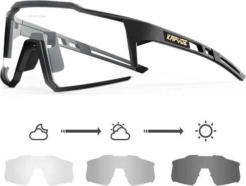KAPVOE Photochromic Cycling Glasses MTB Clear Mountain Bike Transition Bicycle Sunglasses for Men Women in Kuwait