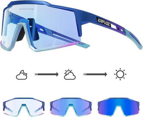 نظارات KAPVOE فوتوكروميك لركوب الدراجات MTB Clear Mountain Bike Transition Bike Glasses للرجال والنساء in Kuwait