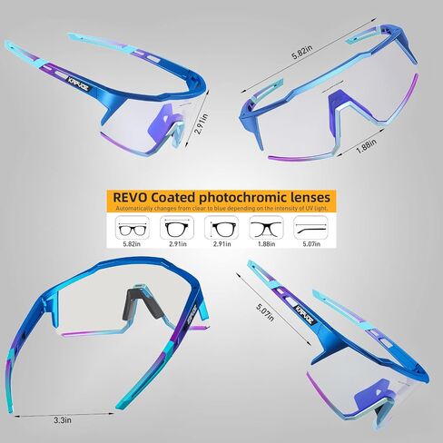 نظارات KAPVOE فوتوكروميك لركوب الدراجات MTB Clear Mountain Bike Transition Bike Glasses للرجال والنساء in Kuwait
